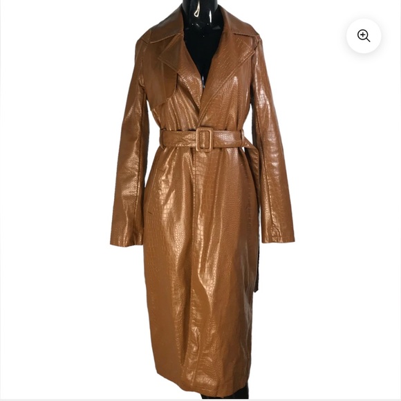 🐪🤎DONATED Misssguided Vegan Croc Pattern Trench Coat. Well made item - Picture 2 of 6
